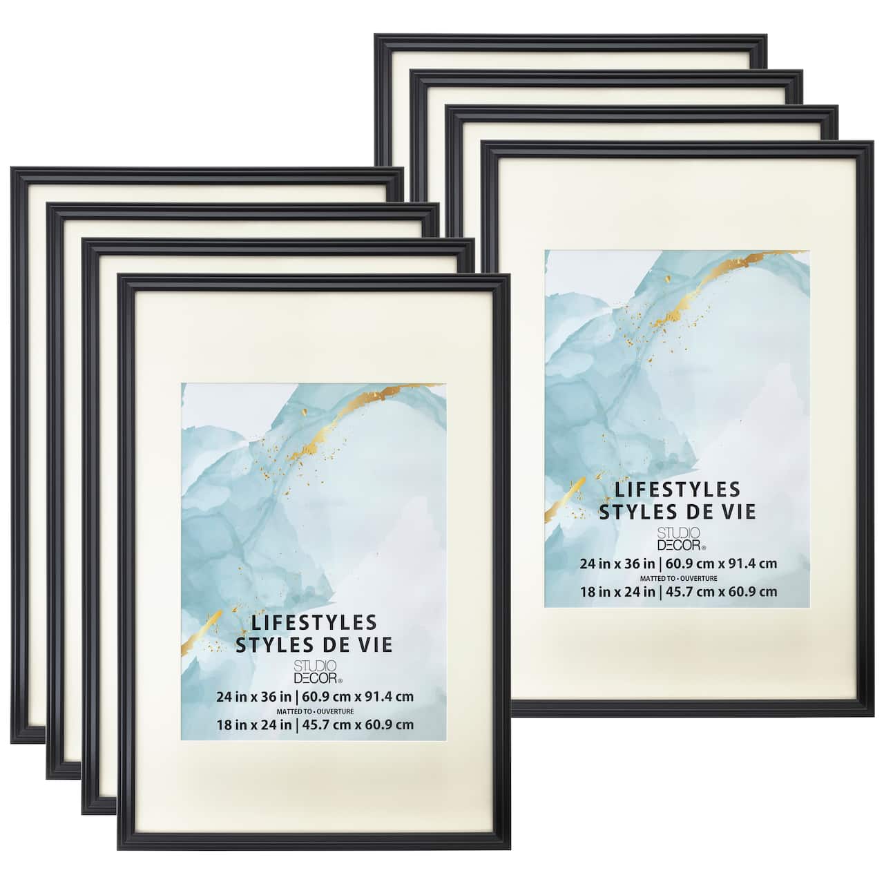 8 Pack: Black 18" x 24" Frame with Mat, Lifestyles™ by Studio Décor®
